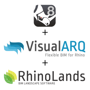 Rhino 8+ VisualARQ 3+ Lands Design 6 商業版 組合套裝